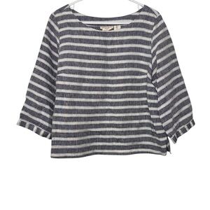 Linen Striped Navy and White Top L